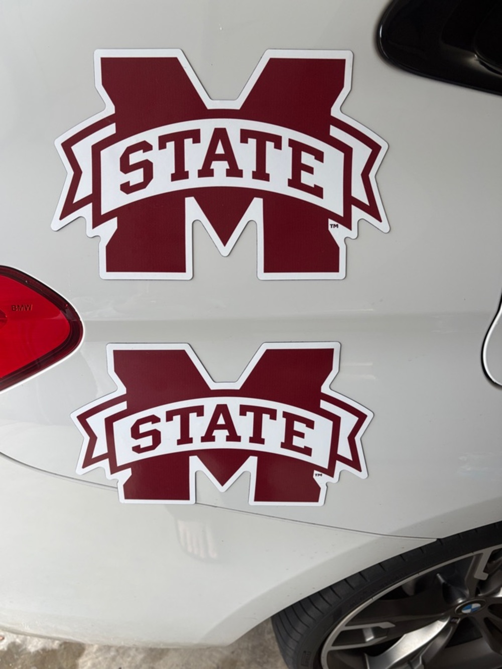 Mississippi STATE Car Door Magnets Decals Set of Two Maroon and White